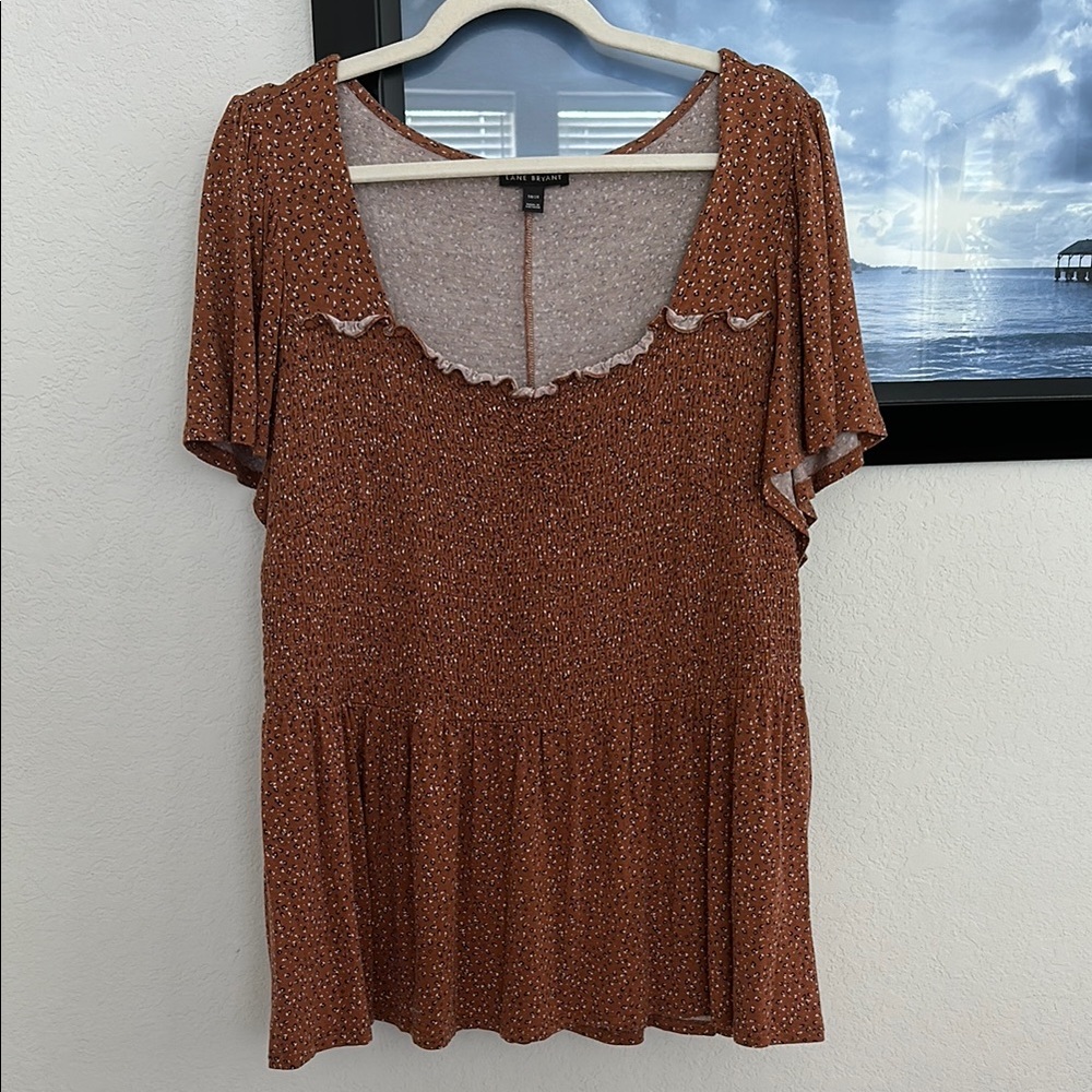 Lane Bryant Ruffled Peplum Blouse Short Sleeve 18/20